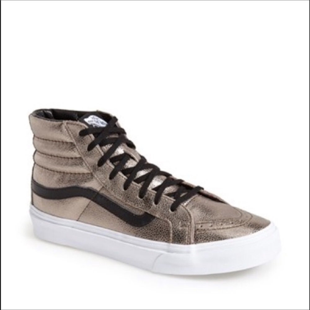 Black and gold high top vans
